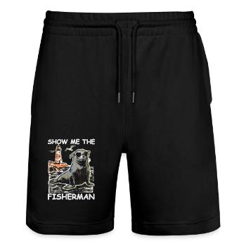 Funny seal looking for fish - Stanley/Stella Trainer Unisex Organic Jogging Shorts - black - Front - Nik (191cm) & Marisol (170cm)