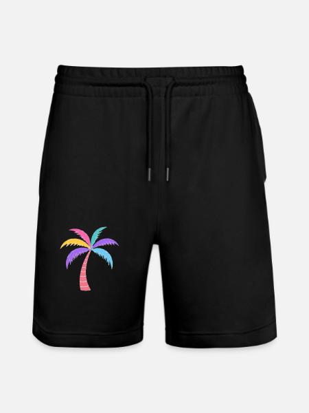 Bunte Palme Regenbogenfarben - Stanley/Stella Unisex Bio Joggingshorts Trainer  - Schwarz