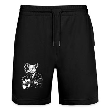 Jazz Pig Gitarrist - Stanley/Stella Unisex Bio Joggingshorts Trainer  - Schwarz - Vorne - Nik (191cm) & Marisol (170cm)