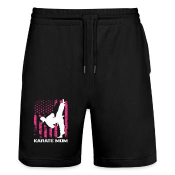 Karaté Mom USA Drapeau Arts Martiaux Maman Rose - Short de jogging bio TRAINER Stanley/Stella unisexe - noir - Devant - Nik (191cm) & Marisol (170cm)