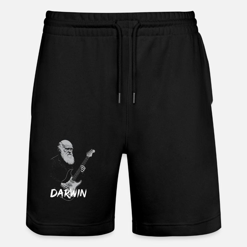Darwin Playing Guitar Evolution - Stanley/Stella Trainer Unisex Organic Jogging Shorts - black
