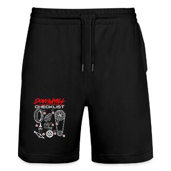 Bicycle Checklist Design - Stanley/Stella Trainer Unisex Organic Jogging Shorts - black - Front - Nik (191cm) & Marisol (170cm)
