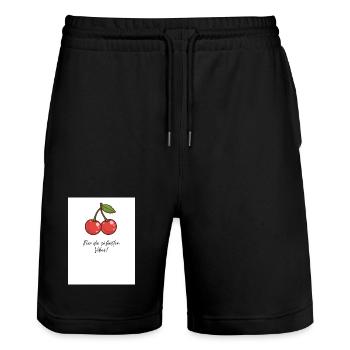 Kirsch-Vibes Süße Momente - Stanley/Stella Unisex Bio Joggingshorts Trainer  - Schwarz - Vorne - Nik (191cm) & Marisol (170cm)