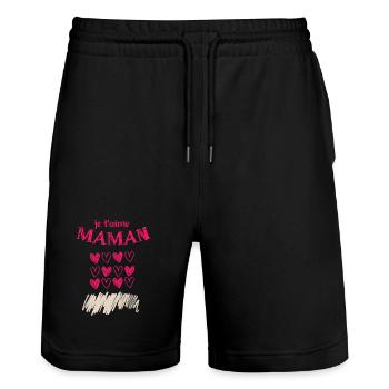 je t'aime maman - Short de jogging bio TRAINER Stanley/Stella unisexe - noir - Devant - Nik (191cm) & Marisol (170cm)