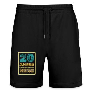 20 - Stanley/Stella Unisex Bio Joggingshorts Trainer  - Schwarz - Vorne - Nik (191cm) & Marisol (170cm)
