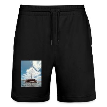 Catamaran à voile au-dessus de l’eau - Short de jogging bio TRAINER Stanley/Stella unisexe - noir - Devant - Nik (191cm) & Marisol (170cm)