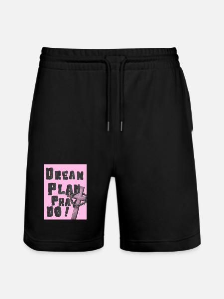 Dream Plan Pray Do Pink Cross - Stanley/Stella Trainer Unisex Organic Jogging Shorts - black