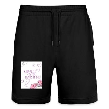La grâce sur tout Cœur floral - Short de jogging bio TRAINER Stanley/Stella unisexe - noir - Devant - Nik (191cm) & Marisol (170cm)