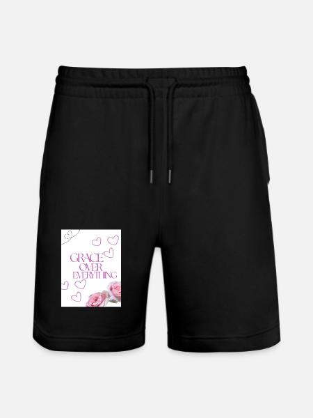 Grace Over Everything Floral Hearts - Stanley/Stella Trainer Unisex Organic Jogging Shorts - black
