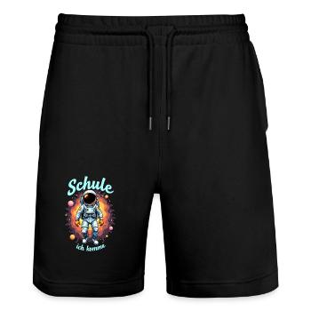 Schulkind 2026 Einschulung 2026 Schulanfang - Stanley/Stella Unisex Bio Joggingshorts Trainer  - Schwarz - Vorne - Nik (191cm) & Marisol (170cm)