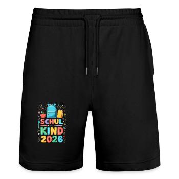School Child 2026 School Enrollment 2026 Back to School - Stanley/Stella Trainer Unisex Organic Jogging Shorts - black - Front - Nik (191cm) & Marisol (170cm)
