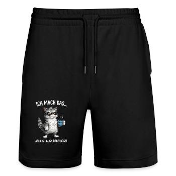 Katze - Ich mach das … aber ich guck dabei böse - Stanley/Stella Unisex Bio Joggingshorts Trainer  - Schwarz - Vorne - Nik (191cm) & Marisol (170cm)