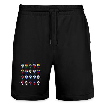 Lateinamerikanischer Widerstand - Stanley/Stella Unisex Bio Joggingshorts Trainer  - Schwarz - Vorne - Nik (191cm) & Marisol (170cm)
