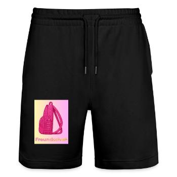 Freundschaft Glitzer Rucksack pink - Stanley/Stella Unisex Bio Joggingshorts Trainer  - Schwarz - Vorne - Nik (191cm) & Marisol (170cm)