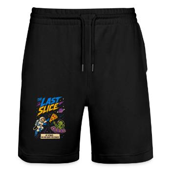 Das letzte Stück Pizza im Weltraum - Stanley/Stella Unisex Bio Joggingshorts Trainer  - Schwarz - Vorne - Nik (191cm) & Marisol (170cm)