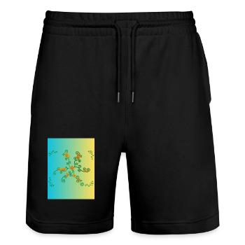 Golden Flower Vine Gradient - Stanley/Stella Trainer Unisex Organic Jogging Shorts - black - Front - Nik (191cm) & Marisol (170cm)