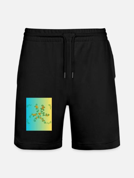Golden Flower Vine Gradient - Stanley/Stella Trainer Unisex Organic Jogging Shorts - black