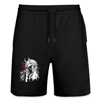 Scary Demon Horror Girl - Stanley/Stella Trainer Unisex Organic Jogging Shorts - black - Front - Nik (191cm) & Marisol (170cm)