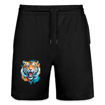 Tiger - Stanley/Stella Unisex Bio Joggingshorts Trainer  - Schwarz - Vorne - Nik (191cm) & Marisol (170cm)