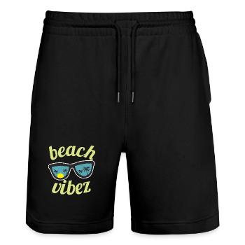 Beach vibez - Stanley/Stella Unisex Bio Joggingshorts Trainer  - Schwarz - Vorne - Nik (191cm) & Marisol (170cm)