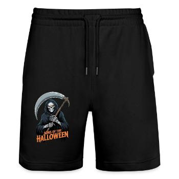 Halloween Grim Reaper - Stanley/Stella Trainer Unisex Organic Jogging Shorts - black - Front - Nik (191cm) & Marisol (170cm)