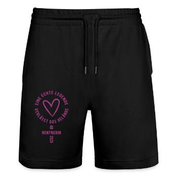 Eine echte Legende - Rentnerin ab 2025 - Ruhestand - Stanley/Stella Unisex Bio Joggingshorts Trainer  - Schwarz - Vorne - Nik (191cm) & Marisol (170cm)