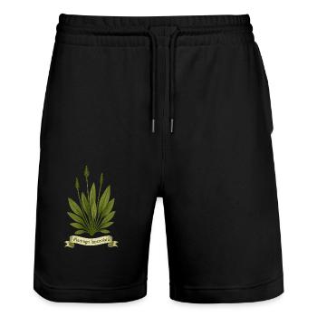 Plantago lanceolata Conception d’herbes sauvages botaniques - Short de jogging bio TRAINER Stanley/Stella unisexe - noir - Devant - Nik (191cm) & Marisol (170cm)