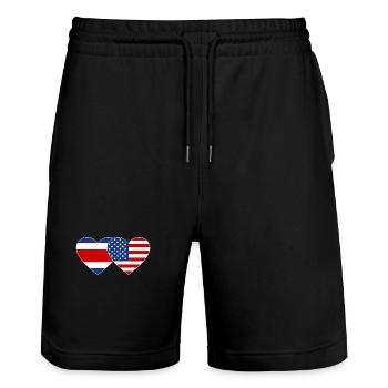 Coeur de drapeau du Costa Rica USA - Short de jogging bio TRAINER Stanley/Stella unisexe - noir - Devant - Nik (191cm) & Marisol (170cm)