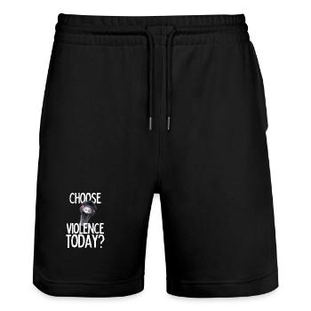 Emmanuel don't do it! Emu Funny Viral Hit - Stanley/Stella Trainer Unisex Organic Jogging Shorts - black - Front - Nik (191cm) & Marisol (170cm)