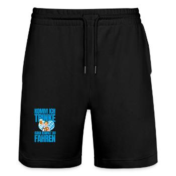 Komm ich trinke dann kannst du fahren - Stanley/Stella Unisex Bio Joggingshorts Trainer  - Schwarz - Vorne - Nik (191cm) & Marisol (170cm)
