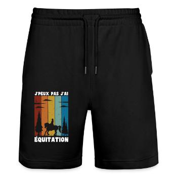 Ich kann nicht reiten - Pferdesport - Stanley/Stella Unisex Bio Joggingshorts Trainer  - Schwarz - Vorne - Nik (191cm) & Marisol (170cm)