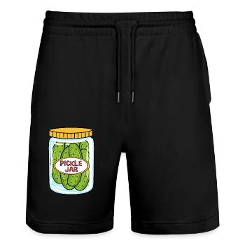 Pickle Cucumber Cucumber - Stanley/Stella Trainer Unisex Organic Jogging Shorts - black - Front - Nik (191cm) & Marisol (170cm)