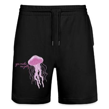 Meerestiere - Stanley/Stella Unisex Bio Joggingshorts Trainer  - Schwarz - Vorne - Nik (191cm) & Marisol (170cm)