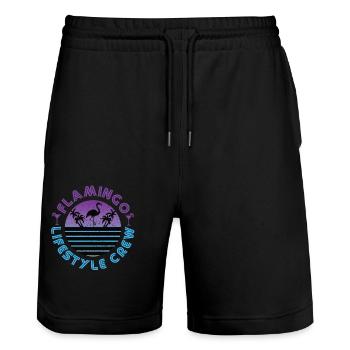 Flamingo Lifestyle Crew - Stanley/Stella Unisex Bio Joggingshorts Trainer  - Schwarz - Vorne - Nik (191cm) & Marisol (170cm)