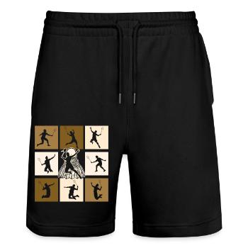 Badminton - Stanley/Stella Unisex Bio Joggingshorts Trainer  - Schwarz - Vorne - Nik (191cm) & Marisol (170cm)