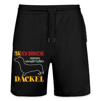 Ich brauche meine Dackel ich liebe Dackel - Stanley/Stella Unisex Bio Joggingshorts Trainer  - Schwarz - Vorne - Nik (191cm) & Marisol (170cm)
