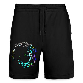 School of fish,fish,painting,graffiti,bright colors - Stanley/Stella Trainer Unisex Organic Jogging Shorts - black - Front - Nik (191cm) & Marisol (170cm)