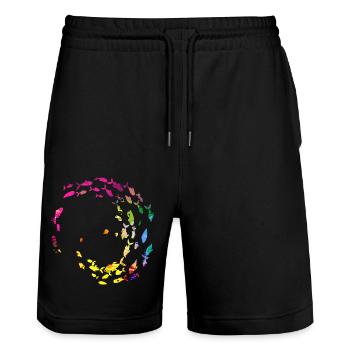 School of fish,fish,painting,graffiti,bright colors - Stanley/Stella Trainer Unisex Organic Jogging Shorts - black - Front - Nik (191cm) & Marisol (170cm)