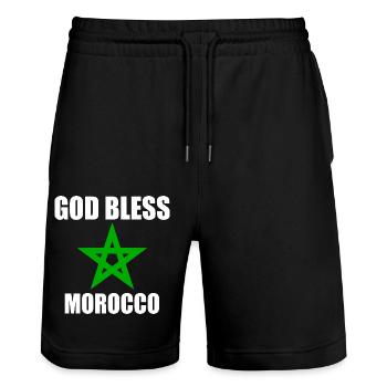 God bless morocco maroc - Short de jogging bio TRAINER Stanley/Stella unisexe - noir - Devant - Nik (191cm) & Marisol (170cm)
