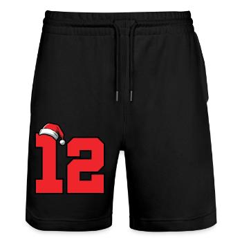 12 Number Christmas - Stanley/Stella Trainer Unisex Organic Jogging Shorts - black - Front - Nik (191cm) & Marisol (170cm)