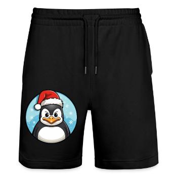 Pinguin Weihnachten - Stanley/Stella Unisex Bio Joggingshorts Trainer  - Schwarz - Vorne - Nik (191cm) & Marisol (170cm)