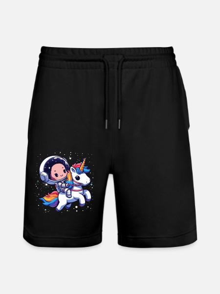 Chibi Astronaut und Einhorn - Stanley/Stella Unisex Bio Joggingshorts Trainer  - Schwarz