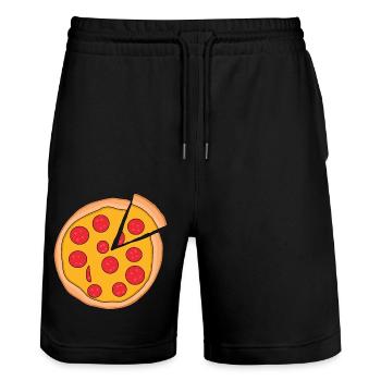 Pizza - Stanley/Stella Trainer Unisex Organic Jogging Shorts - black - Front - Nik (191cm) & Marisol (170cm)