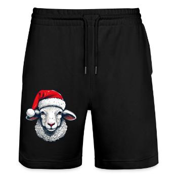 Mouton Noël Animal Tête Agneau - Short de jogging bio TRAINER Stanley/Stella unisexe - noir - Devant - Nik (191cm) & Marisol (170cm)