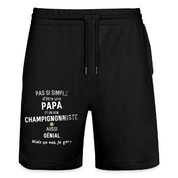 Papa Champignonniste - Short de jogging bio TRAINER Stanley/Stella unisexe - noir - Devant - Nik (191cm) & Marisol (170cm)