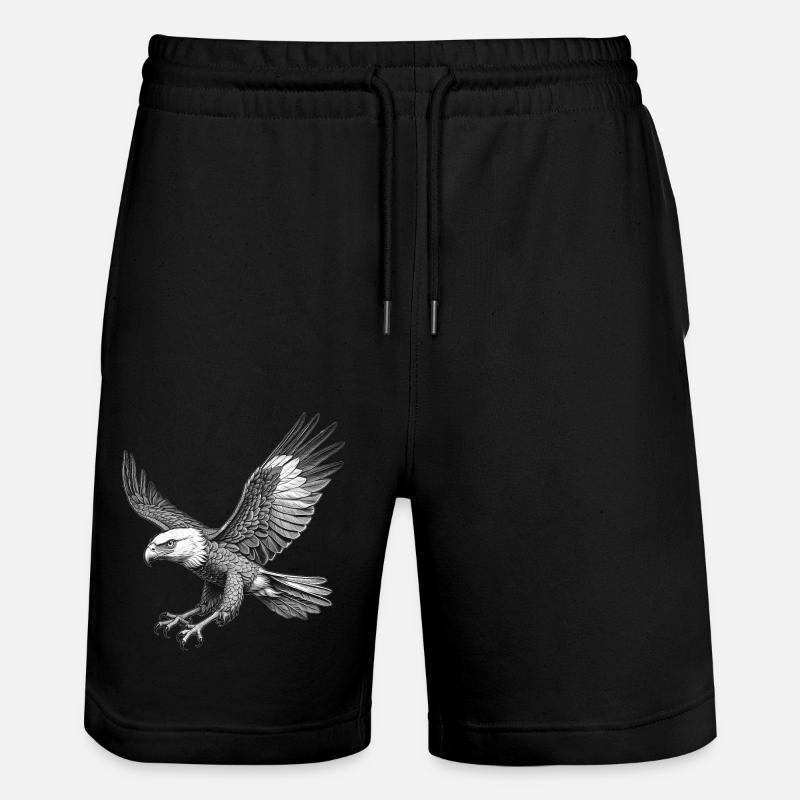 Flying Eagle, Graphic - Stanley/Stella Trainer Unisex Organic Jogging Shorts - black