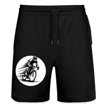 Cyclist - Stanley/Stella Trainer Unisex Organic Jogging Shorts - black - Front - Nik (191cm) & Marisol (170cm)
