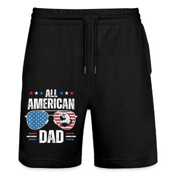 All American Dad 4. Juli Vatertags-Sonnenbrille - Stanley/Stella Unisex Bio Joggingshorts Trainer  - Schwarz - Vorne - Nik (191cm) & Marisol (170cm)
