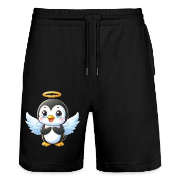 dessin animé pingouin mignon avec des ailes et - Short de jogging bio TRAINER Stanley/Stella unisexe - noir - Devant - Nik (191cm) & Marisol (170cm)