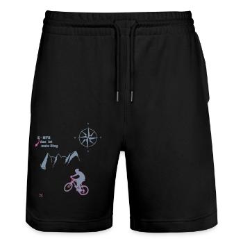 E MTB Berge - Stanley/Stella Unisex Bio Joggingshorts Trainer  - Schwarz - Vorne - Nik (191cm) & Marisol (170cm)